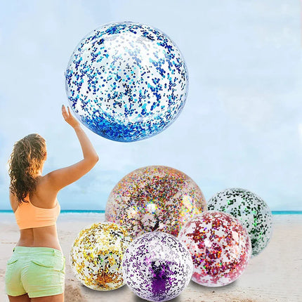 Sequin Beach Ball - Glitter Pool Toy for Parties & Swimming