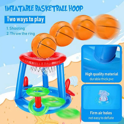 Floating Basketball Hoop Ring Toss Pool Game Water Fun Toys