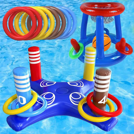 Floating Basketball Hoop Ring Toss Pool Game Water Fun Toys