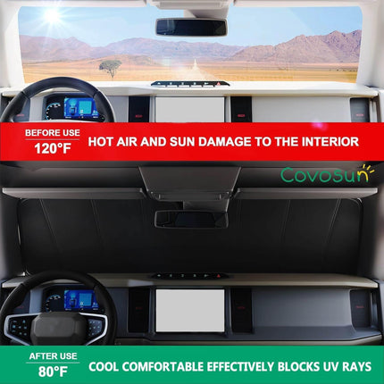 Covosun Windshield Sun Shade for Jeep Wrangler JL 2018-2025,Sunshade for Gladiator 2020-2025. Premium Foldable Sun Visor Front Window Sunshade
