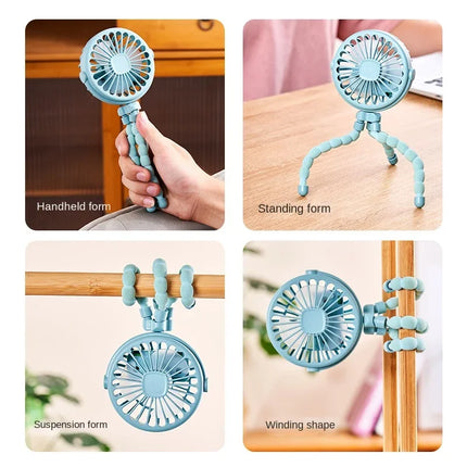 Silent Baby Fan (≤25dB) - Clip to Strollers, Wear as Neck Fan
