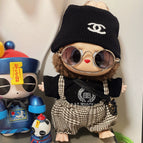 Black B top plaid pants C knitted hat (three-piece set) / 17 macaron labbu wa Xiaoyi