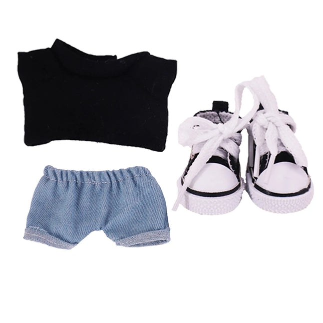 17cm Labubu T-Shirt, Jeans & Canvas Shoes 3-Piece Set