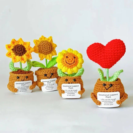 Crochet Sunflower Doll Handmade Knitted Gift for Mom from Daughter Son