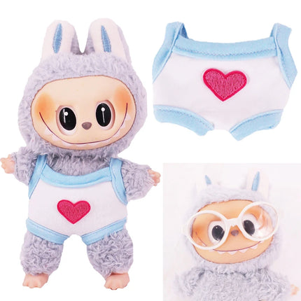 Doll Swimsuit+Glasses For labubu 17cm Plush Doll