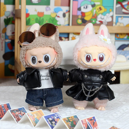 Labubu Doll's Clothes, Leather Jacket T-shirt Pants Dress