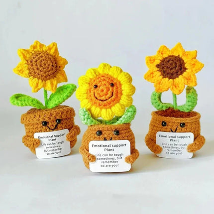 Crochet Sunflower Doll Handmade Knitted Gift for Mom from Daughter Son