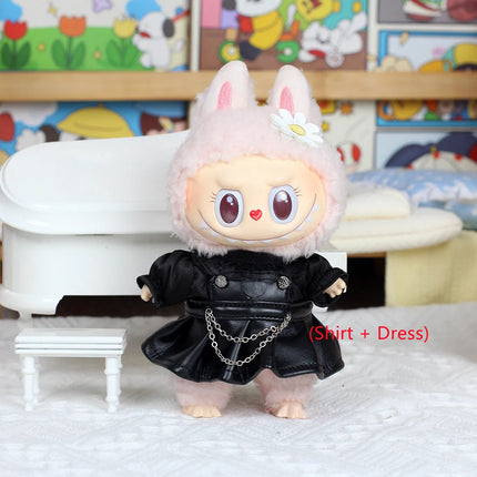 Labubu Doll's Clothes, Leather Jacket T-shirt Pants Dress