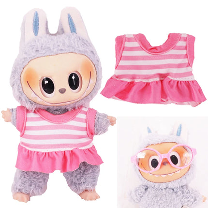 Doll Swimsuit+Glasses For labubu 17cm Plush Doll