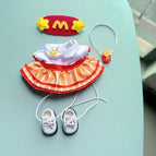 1set orange and shoe / fit 17cm labubu