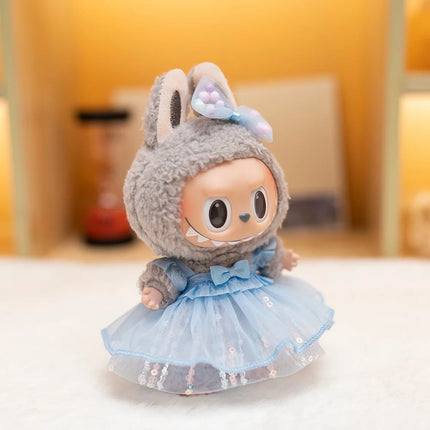 Bow Sequined Gauze Dress For 17cm Labubu Doll