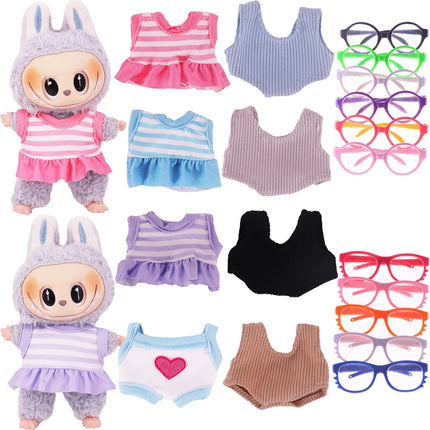 Doll Swimsuit+Glasses For labubu 17cm Plush Doll