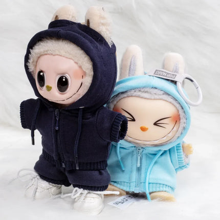 Stylish Hooded Zipper Sweatshirt Outfit Set  for 15-17cm Labubu Dolls