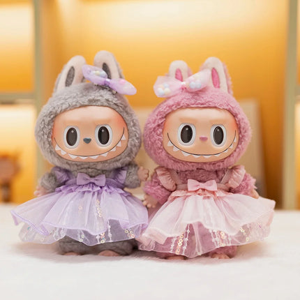 Bow Sequined Gauze Dress For 17cm Labubu Doll