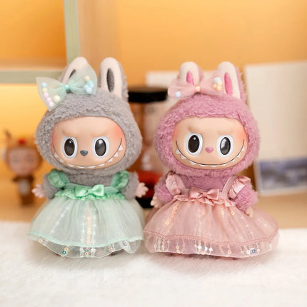 Bow Sequined Gauze Dress For 17cm Labubu Doll