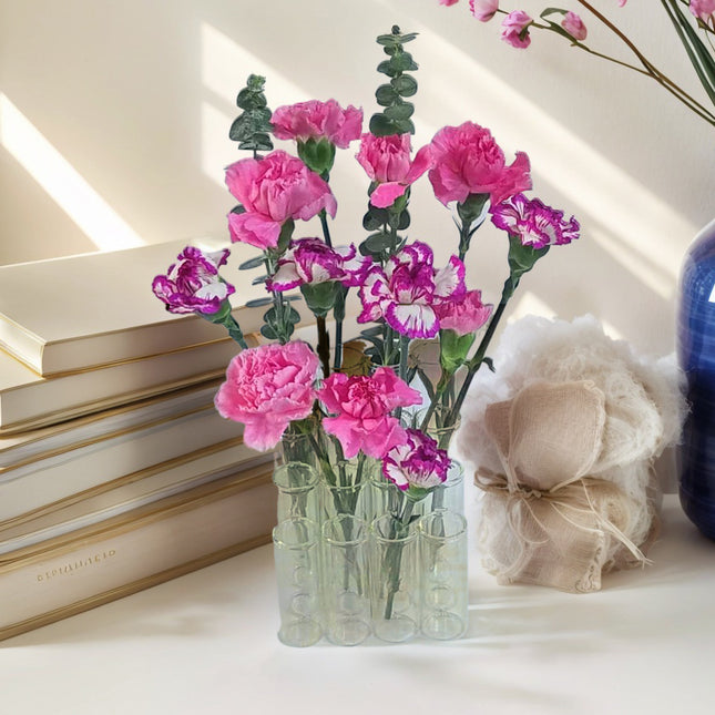 Set of 16 Connected Stepped Tube Flower Vases