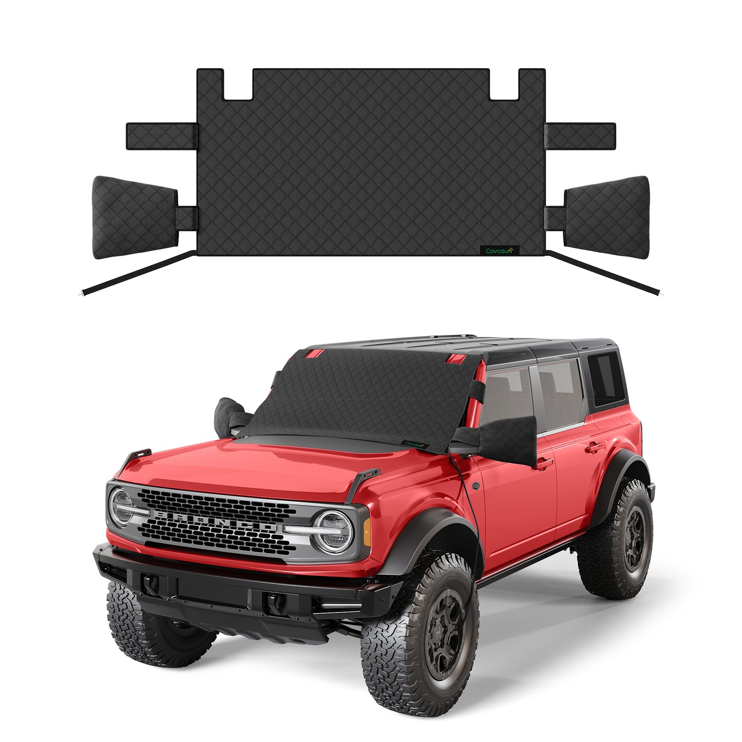 Covosun Ford Bronco Windshield Cover for Snow and Ice, Side Mirrors and Wiper Protection, Premium Waterproof Windshield Cover for Ford Bronco 2021-2024, 2 Door and 4 Door