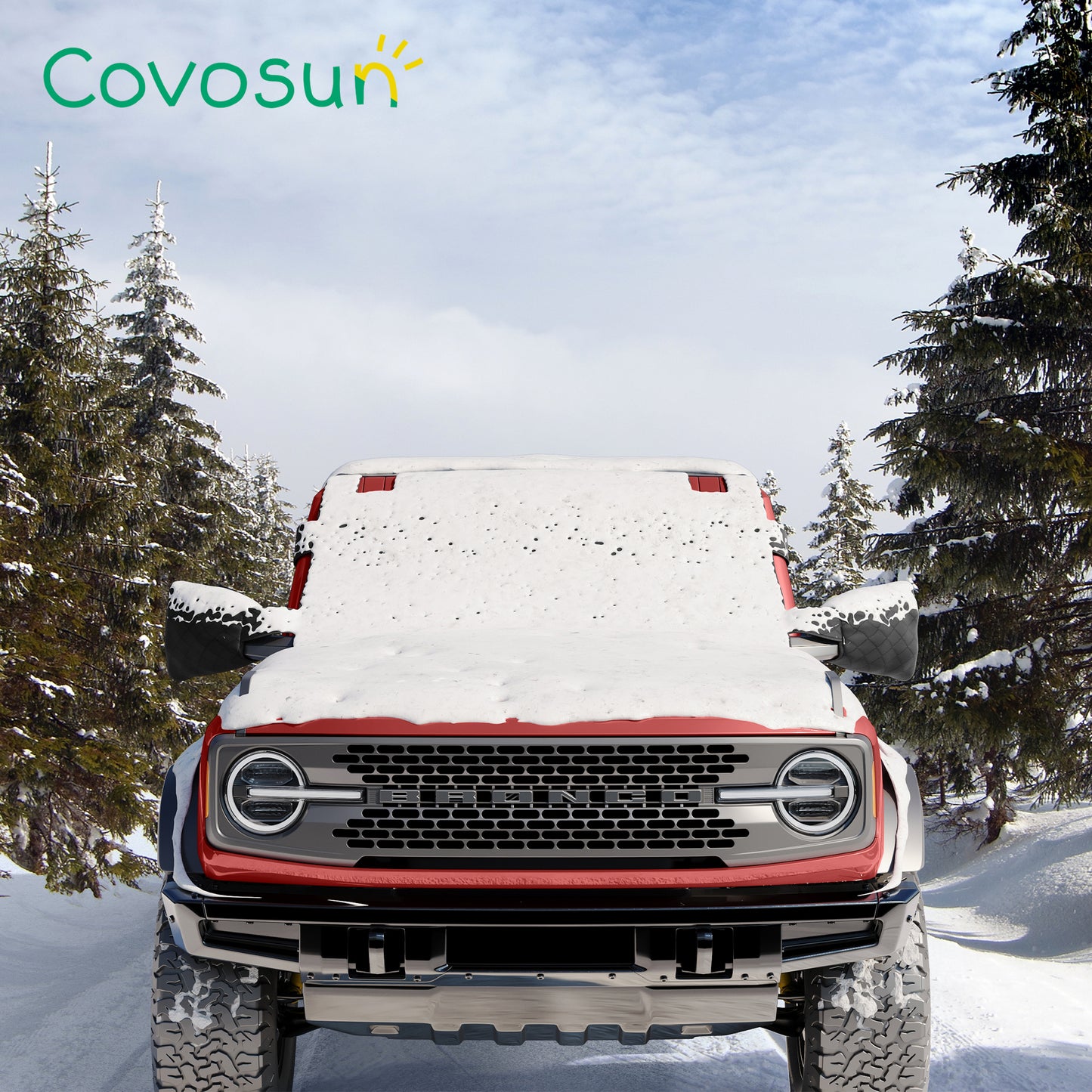 Covosun Ford Bronco Windshield Cover for Snow and Ice, Side Mirrors and Wiper Protection, Premium Waterproof Windshield Cover for Ford Bronco 2021-2024, 2 Door and 4 Door